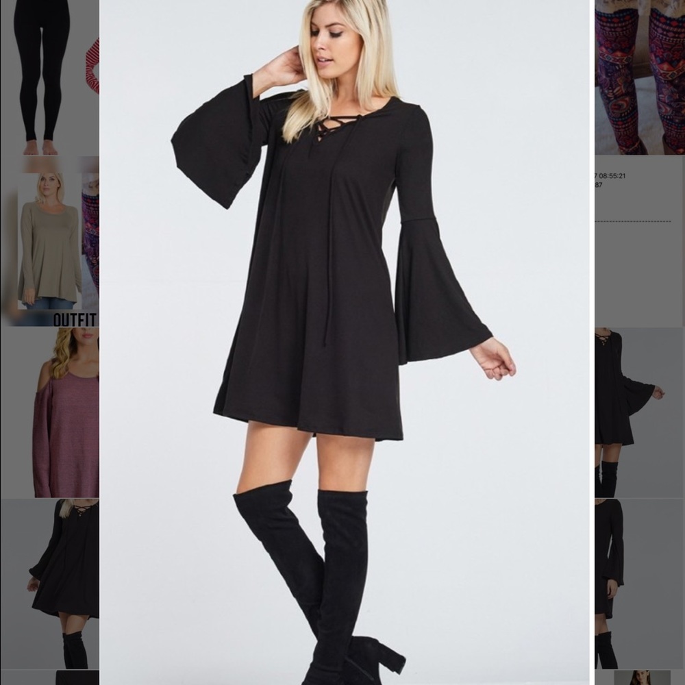 - 🆕 Black lace up bell sleeve dress!